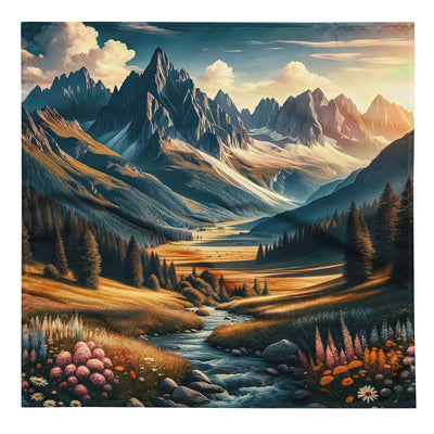Quadratisches Kunstwerk der Alpen, majestätische Berge unter goldener Sonne - Bandana (All-Over Print) berge xxx yyy zzz L