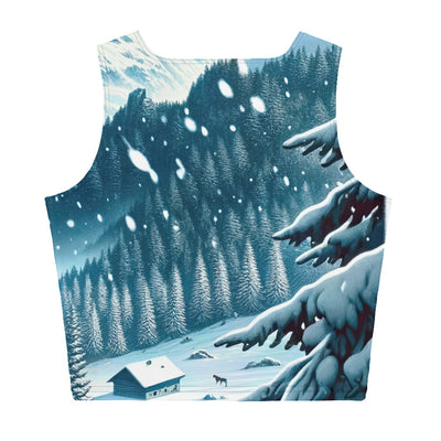 Quadratische Winterillustration der Alpen mit deutscher Flagge und Wanderteam - Damen Crop Top (All-Over Print) wandern xxx yyy zzz