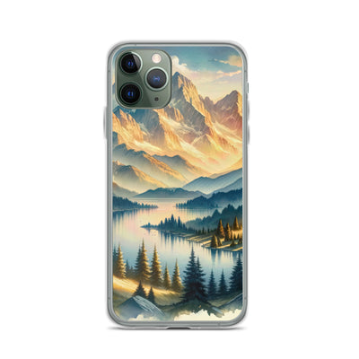 Aquarell der Alpenpracht bei Sonnenuntergang, Berge im goldenen Licht - iPhone Schutzhülle (durchsichtig) berge xxx yyy zzz iPhone 11 Pro