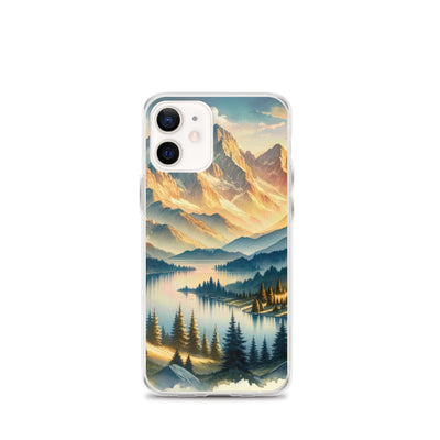 Aquarell der Alpenpracht bei Sonnenuntergang, Berge im goldenen Licht - iPhone Schutzhülle (durchsichtig) berge xxx yyy zzz iPhone 12 mini