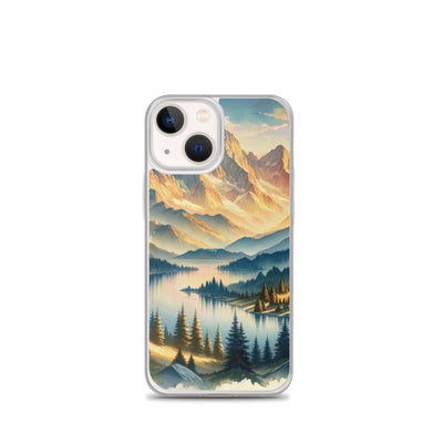 Aquarell der Alpenpracht bei Sonnenuntergang, Berge im goldenen Licht - iPhone Schutzhülle (durchsichtig) berge xxx yyy zzz iPhone 13 mini