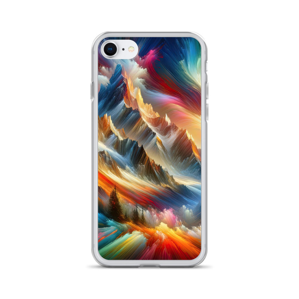 Lebendige abstrakte Alpendarstellung in populärem Kunststil - iPhone Schutzhülle (durchsichtig) berge xxx yyy zzz iPhone SE