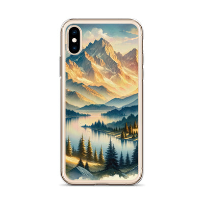 Aquarell der Alpenpracht bei Sonnenuntergang, Berge im goldenen Licht - iPhone Schutzhülle (durchsichtig) berge xxx yyy zzz
