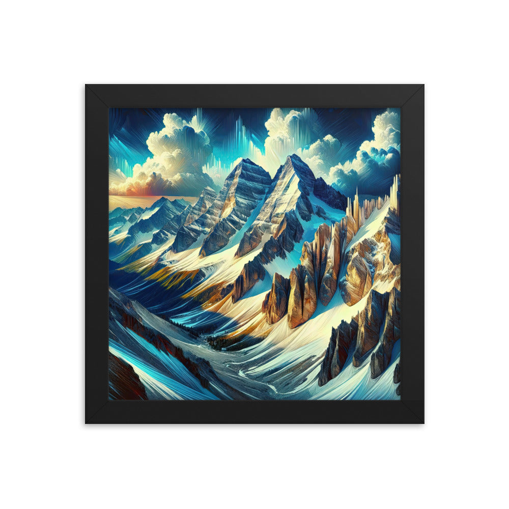 Majestätische Alpen in zufällig ausgewähltem Kunststil - Premium Poster mit Rahmen berge xxx yyy zzz 25.4 x 25.4 cm