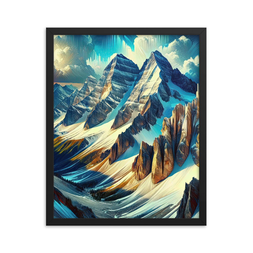 Majestätische Alpen in zufällig ausgewähltem Kunststil - Premium Poster mit Rahmen berge xxx yyy zzz 40.6 x 50.8 cm