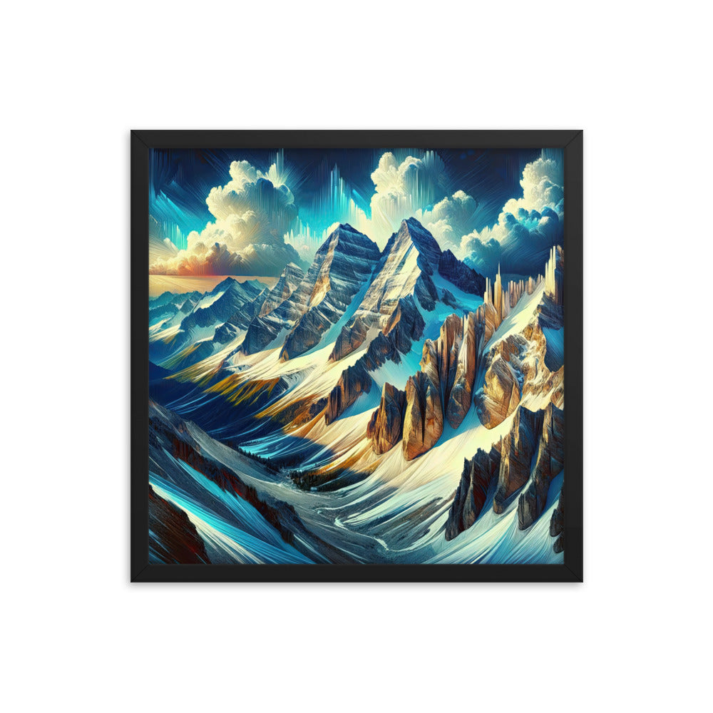 Majestätische Alpen in zufällig ausgewähltem Kunststil - Premium Poster mit Rahmen berge xxx yyy zzz 45.7 x 45.7 cm