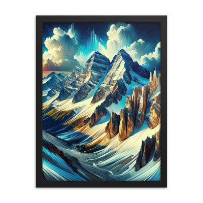 Majestätische Alpen in zufällig ausgewähltem Kunststil - Premium Poster mit Rahmen berge xxx yyy zzz 45.7 x 61 cm