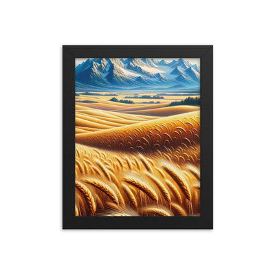Ölgemälde eines weiten bayerischen Weizenfeldes, golden im Wind (TR) - Premium Poster mit Rahmen xxx yyy zzz 20.3 x 25.4 cm