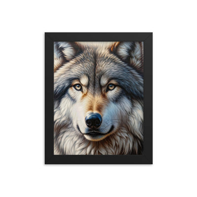 Porträt-Ölgemälde eines prächtigen Wolfes mit faszinierenden Augen (AN) - Premium Poster mit Rahmen xxx yyy zzz 20.3 x 25.4 cm