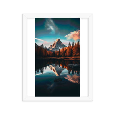 Bergsee, Berg und Bäume - Foto - Premium Poster mit Rahmen berge xxx 27.9 x 35.6 cm