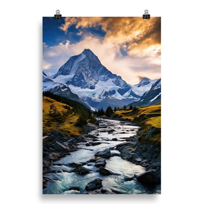 Berge und steiniger Bach - Epische Stimmung - Poster berge xxx 50.8 x 76.2 cm