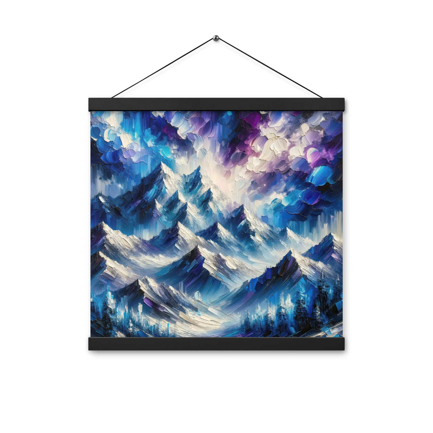 Alpenabstraktion mit dramatischem Himmel in Öl - Premium Poster mit Aufhängung berge xxx yyy zzz 40.6 x 40.6 cm
