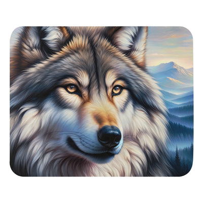 Ölgemäldeporträt eines majestätischen Wolfes mit intensiven Augen in der Berglandschaft (AN) - Mauspad xxx yyy zzz Default Title