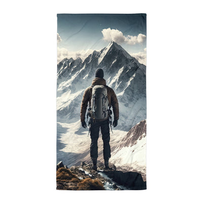 Wanderer auf Berg von hinten - Malerei - Handtuch berge xxx Default Title