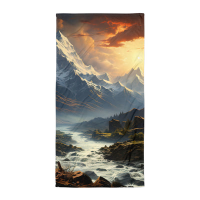 Berge, Sonne, steiniger Bach und Wolken - Epische Stimmung - Handtuch berge xxx Default Title