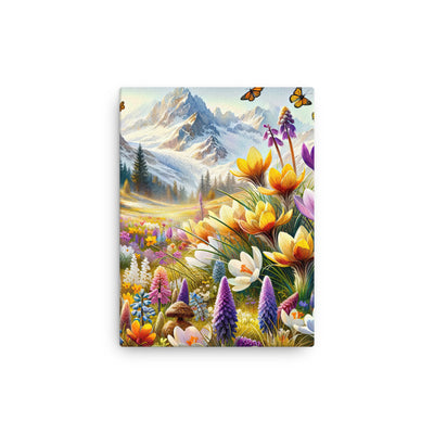Aquarell einer ruhigen Almwiese, farbenfrohe Bergblumen in den Alpen - Dünne Leinwand berge xxx yyy zzz 30.5 x 40.6 cm