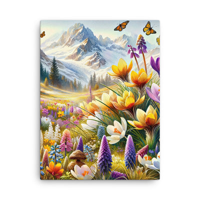 Aquarell einer ruhigen Almwiese, farbenfrohe Bergblumen in den Alpen - Dünne Leinwand berge xxx yyy zzz 45.7 x 61 cm