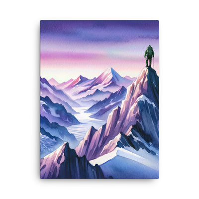 Aquarell eines Bergsteigers auf einem Alpengipfel in der Abenddämmerung - Dünne Leinwand wandern xxx yyy zzz 45.7 x 61 cm