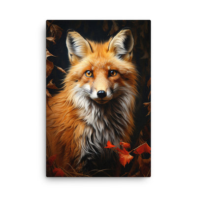 Fuchs Porträt und Herbstblätter - Malerei - Dünne Leinwand camping xxx 61 x 91.4 cm