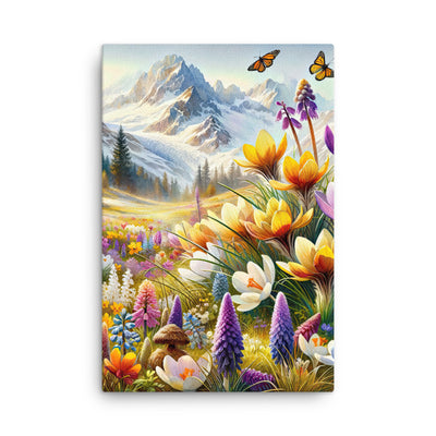 Aquarell einer ruhigen Almwiese, farbenfrohe Bergblumen in den Alpen - Dünne Leinwand berge xxx yyy zzz 61 x 91.4 cm