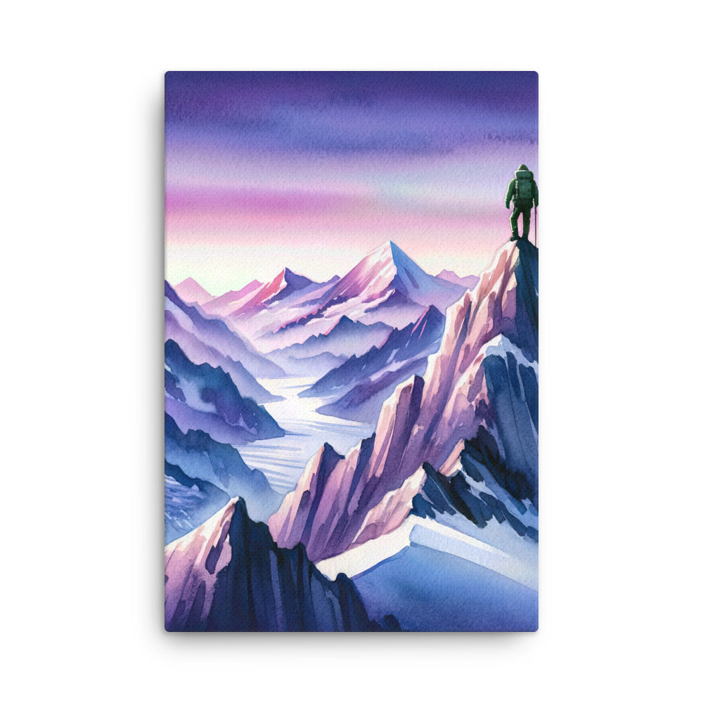 Aquarell eines Bergsteigers auf einem Alpengipfel in der Abenddämmerung - Dünne Leinwand wandern xxx yyy zzz 61 x 91.4 cm