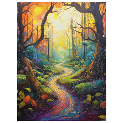 Wald und Wanderweg - Bunte, farbenfrohe Malerei - Überwurfdecke camping xxx 152.4 x 203.2 cm