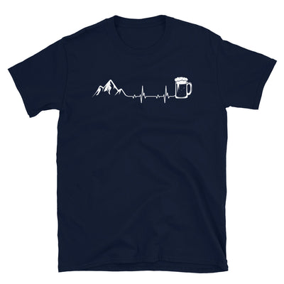 Herzschlag Berge Und Bier - T-Shirt (Unisex) berge klettern wandern Navy