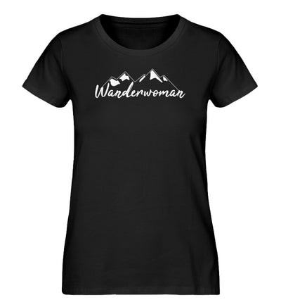 Wanderwoman. - Damen Organic T-Shirt wandern Schwarz