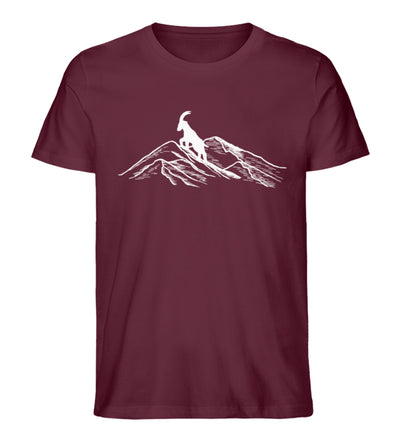 Alpensteinbock auf Berg - Herren Premium Organic T-Shirt berge klettern wandern Weinrot