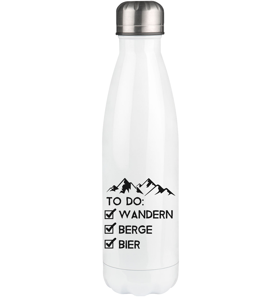 To Do Liste - Wandern, Berge, Bier - Edelstahl Thermosflasche