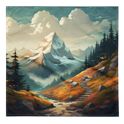 Berge, Wald und Wanderweg - Malerei - Bandana (All-Over Print) berge xxx L