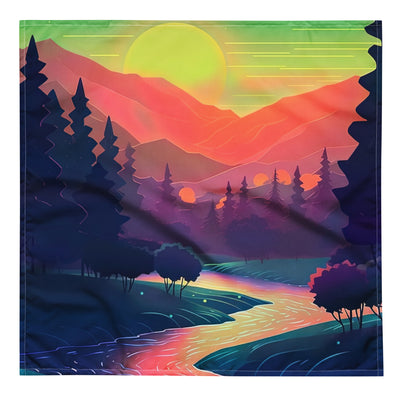 Berge, Fluss, Sonnenuntergang - Malerei - Bandana (All-Over Print) berge xxx L