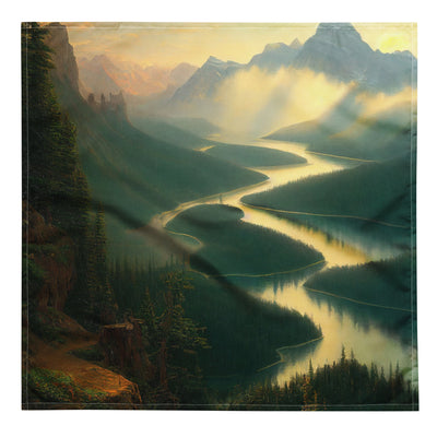 Landschaft mit Bergen, See und viel grüne Natur - Malerei - Bandana (All-Over Print) berge xxx L