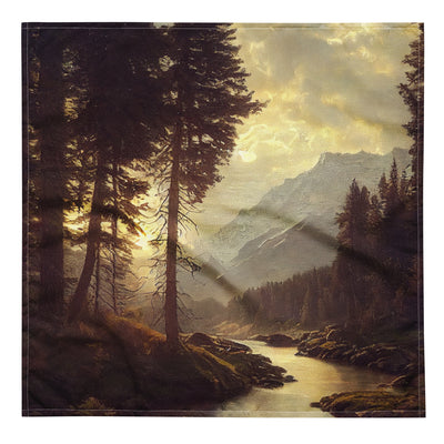 Landschaft mit Bergen, Fluss und Bäumen - Malerei - Bandana (All-Over Print) berge xxx L