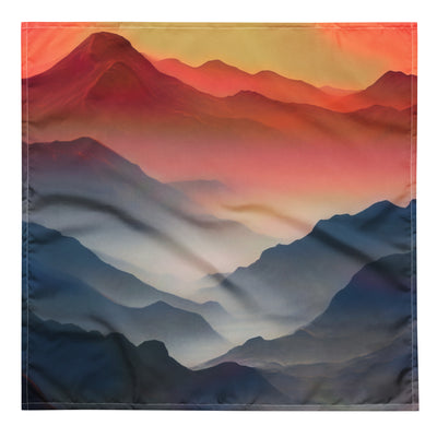 Sonnteruntergang, Gebirge und Nebel - Landschaftsmalerei - Bandana (All-Over Print) berge xxx L