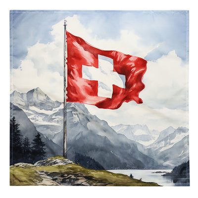 Schweizer Flagge und Berge im Hintergrund - Epische Stimmung - Malerei - Bandana (All-Over Print) berge xxx L