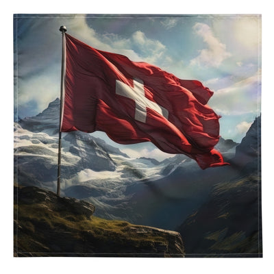 Schweizer Flagge und Berge im Hintergrund - Fotorealistische Malerei - Bandana (All-Over Print) berge xxx L