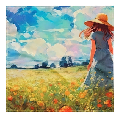 Dame mit Hut im Feld mit Blumen - Landschaftsmalerei - Bandana (All-Over Print) camping xxx L