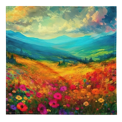 Berglandschaft und schöne farbige Blumen - Malerei - Bandana (All-Over Print) berge xxx L
