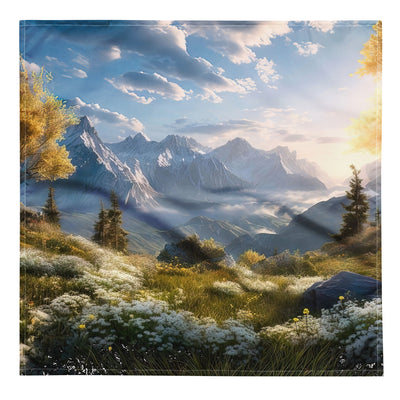 Berglandschaft mit Sonnenschein, Blumen und Bäumen - Malerei - Bandana (All-Over Print) berge xxx L