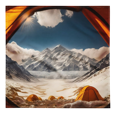 Foto aus dem Zelt - Berge und Zelte im Hintergrund - Tagesaufnahme - Bandana (All-Over Print) camping xxx L