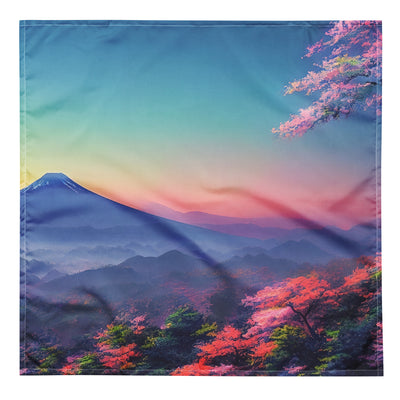 Berg und Wald mit pinken Bäumen - Landschaftsmalerei - Bandana (All-Over Print) berge xxx L