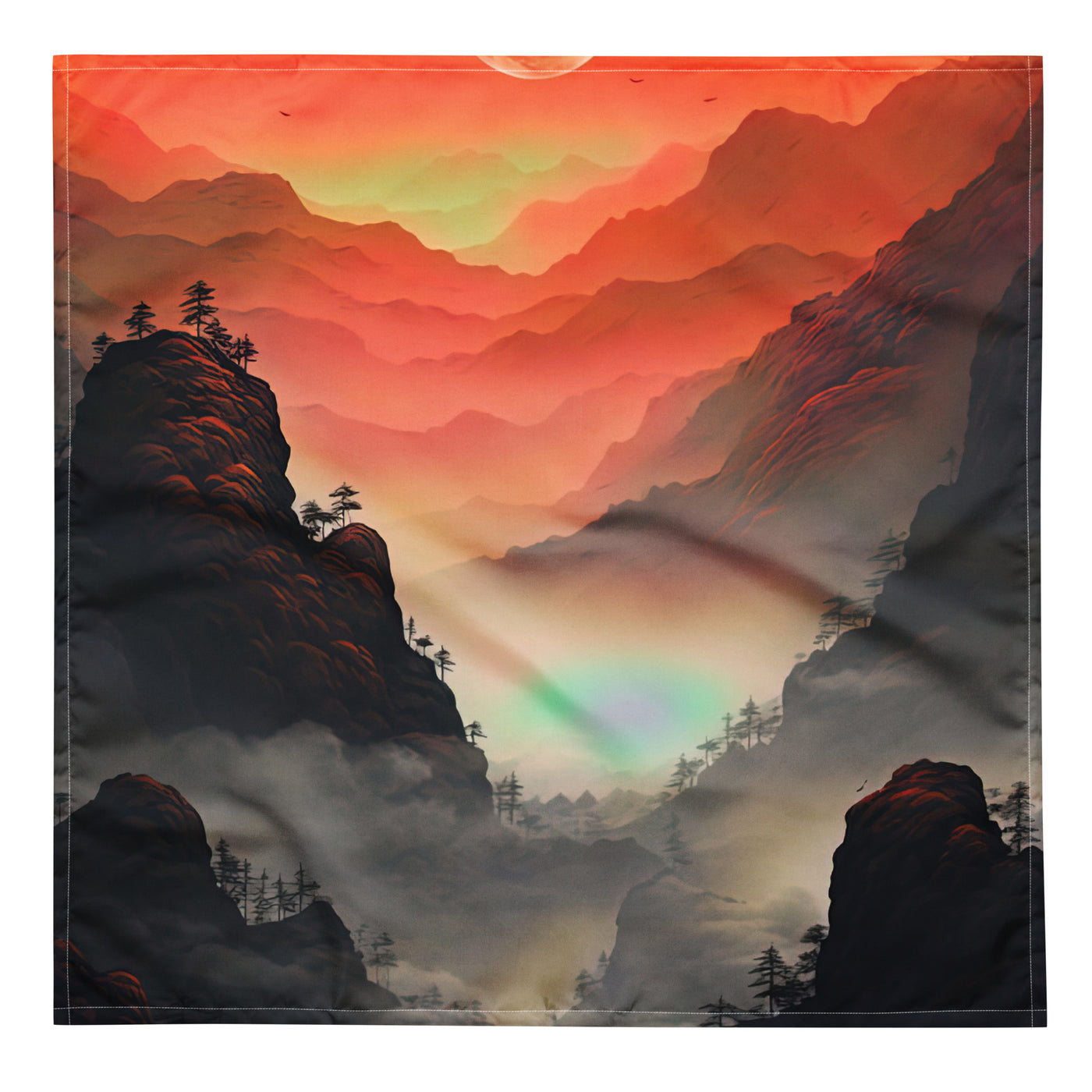 Gebirge, rote Farben und Nebel - Episches Kunstwerk - Bandana (All-Over Print) berge xxx L