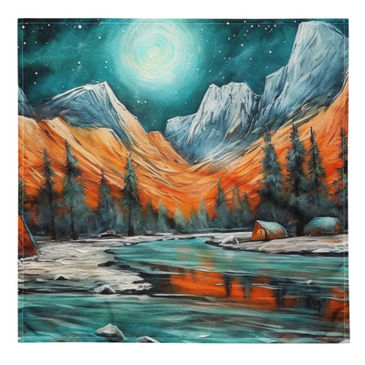 Berglandschaft und Zelte - Nachtstimmung - Landschaftsmalerei - Bandana (All-Over Print) camping xxx L