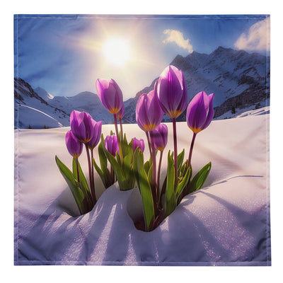 Tulpen im Schnee und in den Bergen - Blumen im Winter - Bandana (All-Over Print) berge xxx L