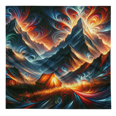 Abstrakte Kunst der Alpen, wo die Berge mit dynamischen Farben und Mustern pulsieren und eine Szene Energie schaffen - All-Over Print camping xxx yyy zzz L