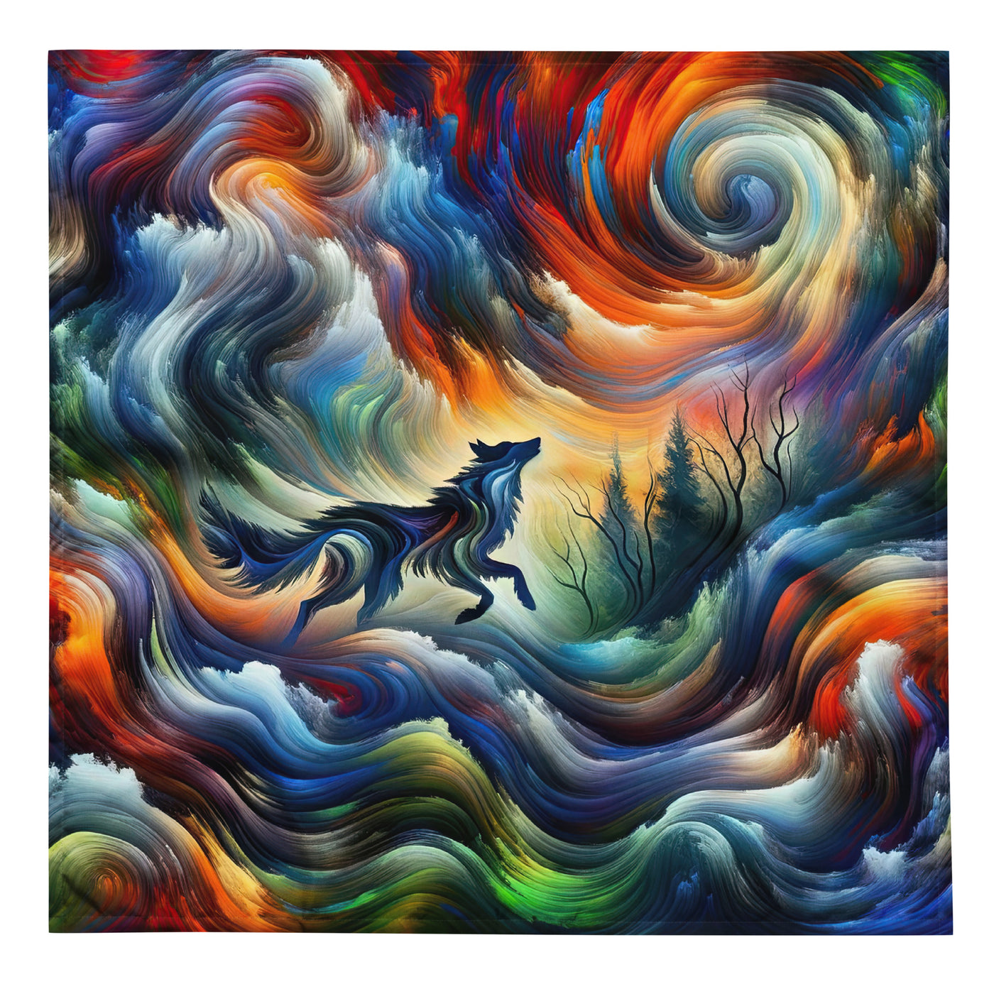 Alpen Abstraktgemälde mit Wolf Silhouette in lebhaften Farben (AN) - Bandana (All-Over Print) xxx yyy zzz L