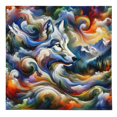 Abstraktes Alpen Gemälde: Wirbelnde Farben und Majestätischer Wolf, Silhouette (AN) - Bandana (All-Over Print) xxx yyy zzz L
