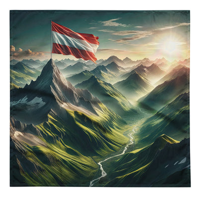 Alpen Gebirge: Fotorealistische Bergfläche mit Österreichischer Flagge - Bandana (All-Over Print) berge xxx yyy zzz L