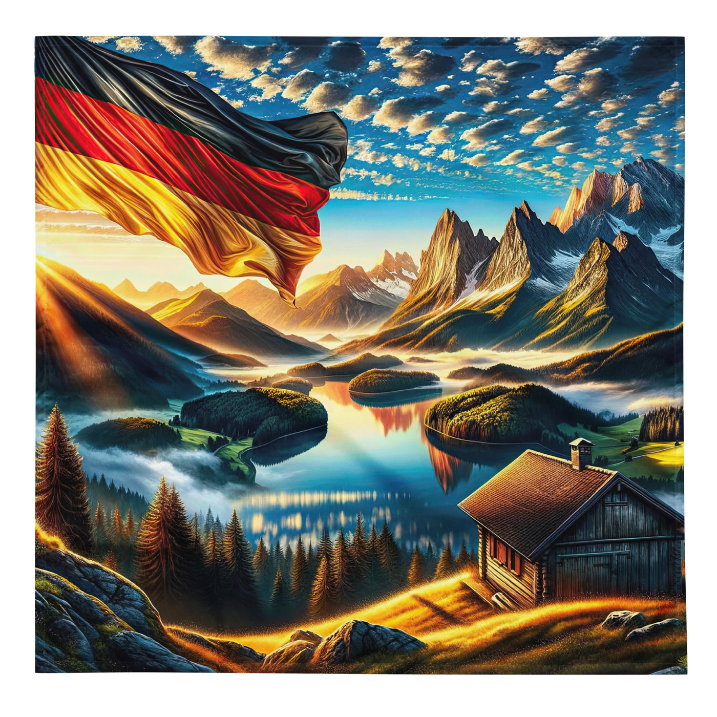 Alpen Gebirge im Morgenlicht: Kunstwerk mit Deutsche Flagge - Bandana (All-Over Print) berge xxx yyy zzz L